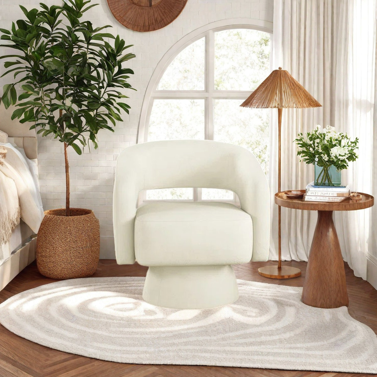 Bochovice 27.8'' Wide Modern Soft Wide Upholstered Swivel Barrel Chair (Set of 2) (Set of 2)